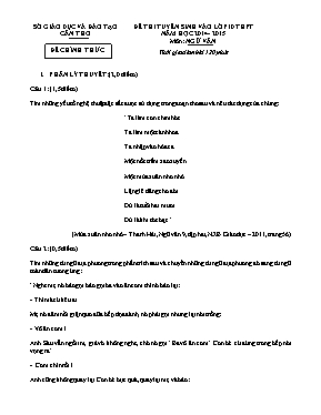 Bộ thi tuyển sinh vào Lớp 10 THPT môn Ngữ văn - Năm học 2014-2015